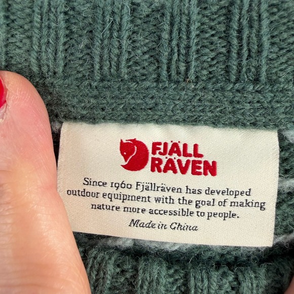 Fjallraven L Large Ovik Knit Sweater Womens Frost Green Wool Nordic Pullover - Picture 7 of 16